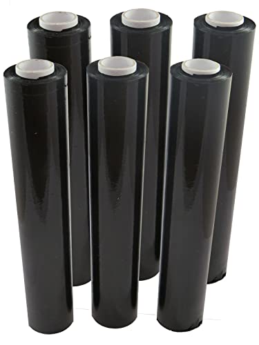 PKGE Schrumpffolie, robust, für Paletten, 400 mm x 250 m, Schwarz, 6 Stück von Pkge