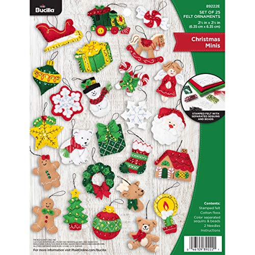 Plaid 89222E Filz-Ornament-Set, Weihnachten, Mini-Weihnachtsdekoration, Einheitsgröße von Bucilla