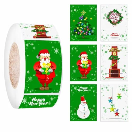 1000 Stück Weihnachts-Siegelaufkleber, Weihnachtsaufkleber, grüne Schneeflocke, selbstklebende Aufkleber, Namensschild, Aufkleber für Karten, Umschläge, Geschenkverpackungen von Plancholo