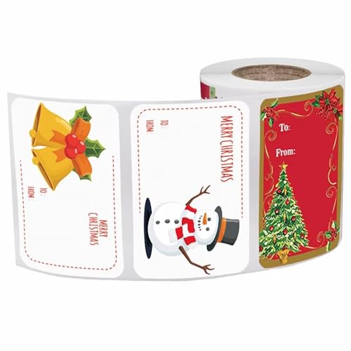 500 Stück Weihnachts-Siegelaufkleber, Frohe Weihnachten, Schneemann, selbstklebende Aufkleber, Namensschild, Aufkleber, Geschenkverpackungsetiketten für Karten, Umschläge, Geschenkverpackungen von Plancholo