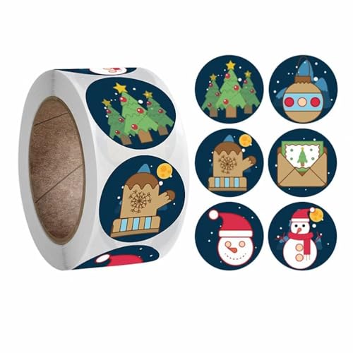 Weihnachtsetiketten, Aufkleber, 2,5 cm, mit weihnachtlichem Thema, blau, selbstklebend, für selbstgemachte Grußkarten, Geschenkverpackungen, Paket, 1000 Stück von Plancholo