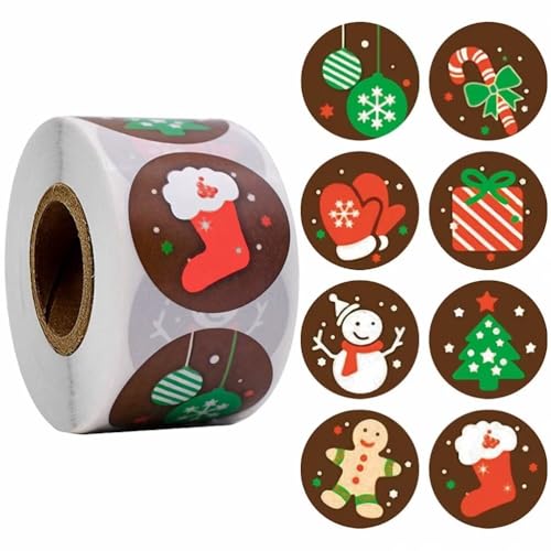 Weihnachtsetiketten, Aufkleber, 3,8 cm, Weihnachtshandschuh, Schneemann, Lebkuchenmann, selbstklebende Etiketten, Aufkleber für selbstgemachte Grußkarten, Geschenkverpackungen, Paket, 1000 Stück von Plancholo