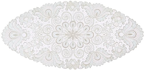 Plauener Spitze by Modespitze 67952 Design Plauen, Gre 40 x 80 cm oval, creme, Champagner von Plauener Spitze