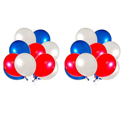 Plawee 120 Paket Rote Weiße und Blaue Luftballons 12 Latex Partyballons Perfekte Party Geburtstags Dekoration für Alle Gelegenheiten von Plawee