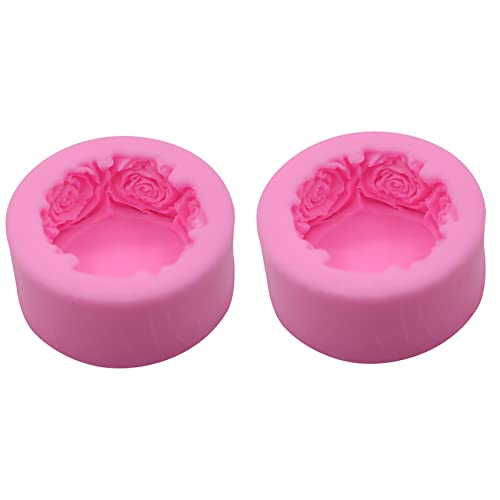 Plawee 2X 3D Runde Rose Blumen Form Silikon Seifen Form DIY Hand Gemachte Seifen Formen von Plawee