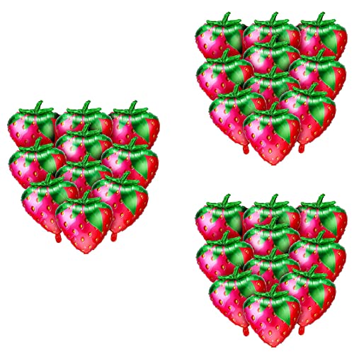 Plawee 30 Stück Erdbeer Ballons Süße Erdbeer Folie Mylar Ballons für Mädchen Erdbeer Themen Geburtstag Feier Dekorationen von Plawee