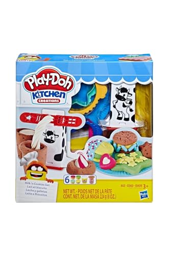 Play-Doh - Play-Doh Küchenwerkstatt Milch und Plätzchen-Set - Modelliermasse-Set - Knetmasse - rot, grün, blau, gelb, weiß, rosa - 0.52 kg - Zum Spielen von Play-Doh