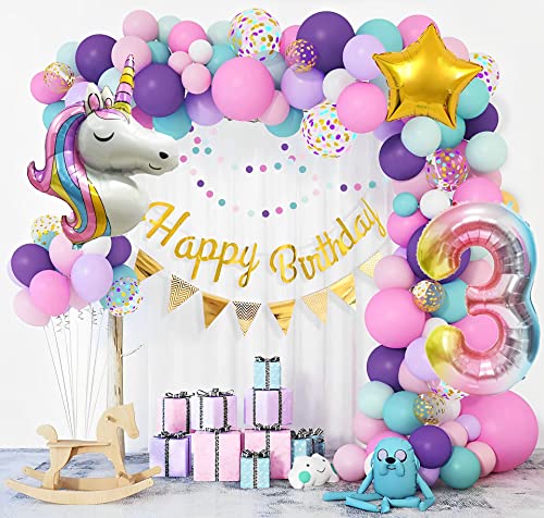 PlayGround® Einhorn-Geburtstagsparty-Set – 107-teilig – Banner, Luftballons und Geschirr biologisch abbaubar für eine unvergessliche Feier von PlayGround