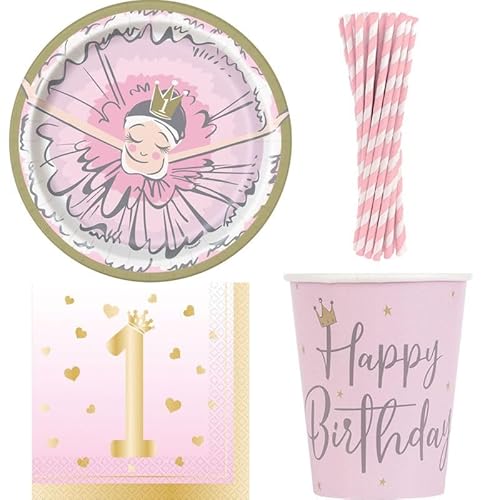 1. Geburtstag Deko Mädchen Ballerina Party rosa Partyset Kindergeburtstag von Playflip