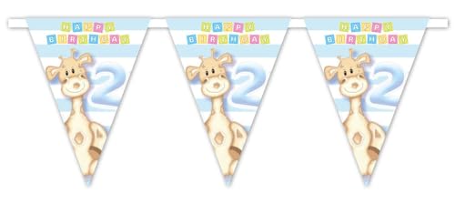 2. Geburtstag Junge Giraffe Party Wimpelkette Girlande Partygeschirr Partydeko hellblau Einweggeschirr Kindergeburtstag von Playflip