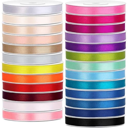 25 Farben Satin Geschenkband 25m lang 6mm breit bunt gemischt von Playflip