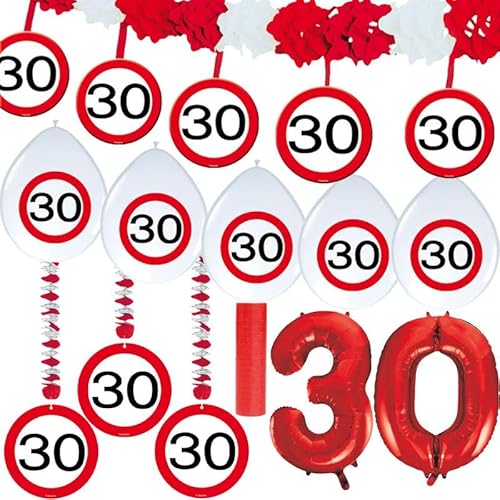 30. Geburtstag Verkehrsschild Party Deko Set rot weiß Mann Frau Partyset 30. Geburtstag Verkehrsschild Party Deko Set rot weiß Mann Frau Partyset von Playflip