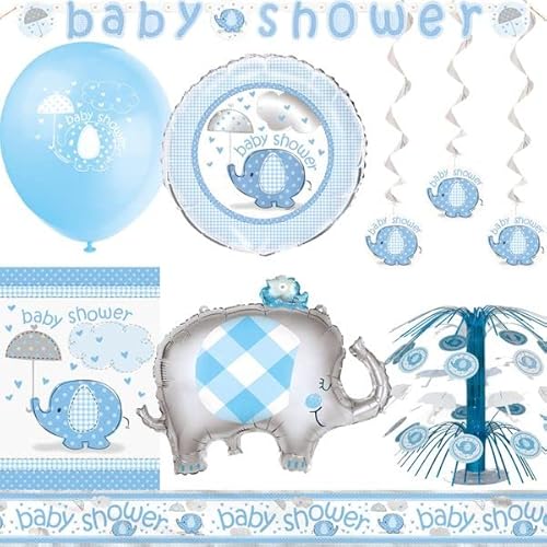 Babyparty Elefant Partydeko Babyshower Dekoration Deko Junge hellblau von Playflip