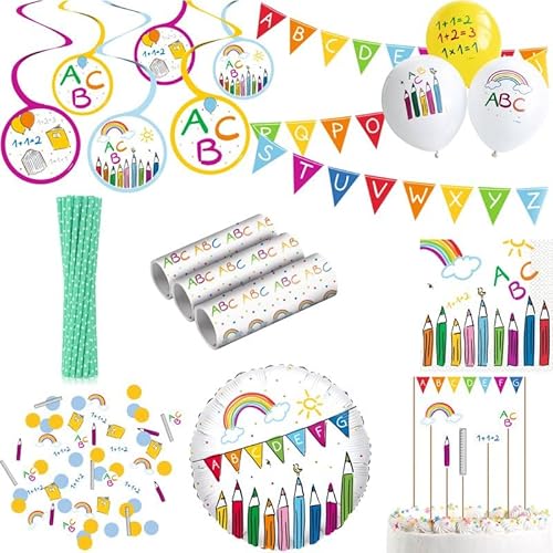 Playflip Einschulung Schulanfang Partyset Deko Dekoration Schule bunt von Playflip