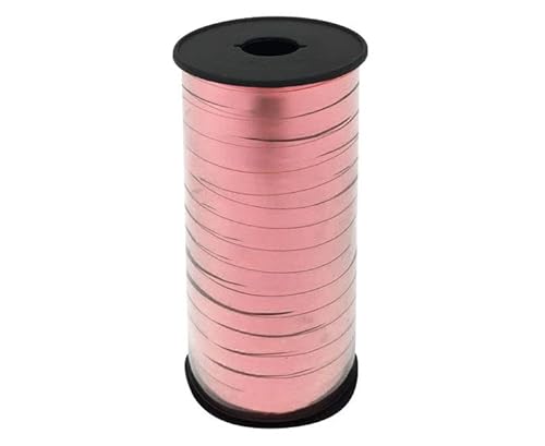 Geschenkband Schleifenband bunt 92 m Ballonband zum Basteln Geschenke Ringelband Kräuselnd Geburtstag Deko, Farbe:Rosa, Geschenkband:Metallic von Playflip