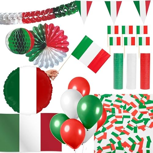 Italien Party Deko Set 225 TLG. Partyset Partydeko rot grün weiß Fussball WM EM von Playflip