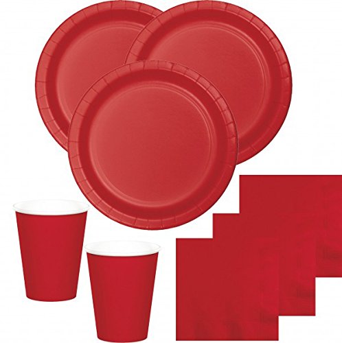 KPW 52 Teile Party Deko Set Klassisch Rot für 16 Personen von Playflip