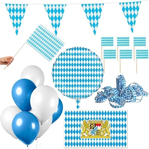 Oktoberfest Party Deko Set 76 TLG. Partyset Partydeko blau weiß von Playflip