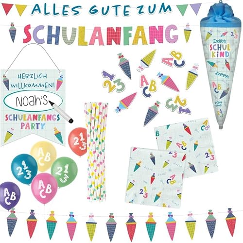 Playflip Partyset Einschulung Schulanfang Pastell Deko Dekoration Schule bunt von Playflip