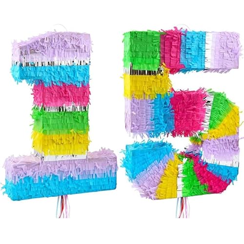 Playflip Pinata Zahl 15 bunt Pastell 15. Geburtstag von Playflip