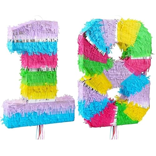 Playflip Pinata Zahl 18 bunt Pastell 18. Geburtstag von Playflip