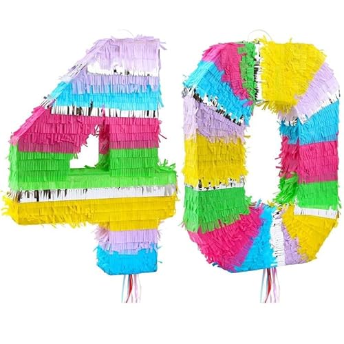 Playflip Pinata Zahl 40 bunt Pastell 40. Geburtstag von Playflip