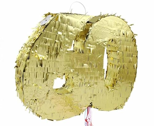 Pinata Zahl 60 Gold metallic 60. Geburtstag Party Spiel von Playflip