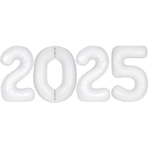 Playflip Folienballon 2025 Weiss Silvester XL von Playflip