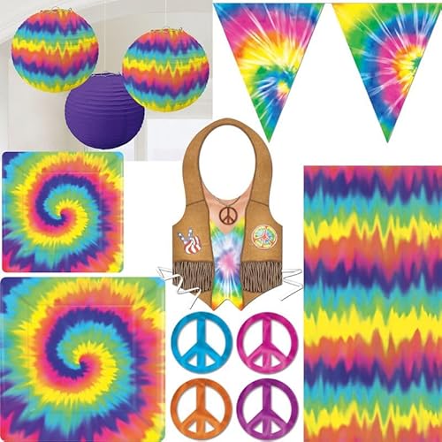 Playflip Hippie Partyset 60er Jahre Party Motto Party Peace Dekoration Deko von Playflip