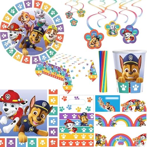 Playflip Paw Patrol Kindergeburtstag Partyset Deko Set Dekoration Hunde Polizei bunt Geburtstagsdeko von Playflip