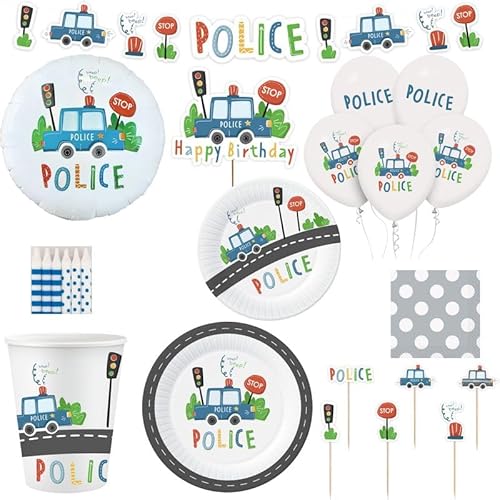 Playflip Polizei Geburtstag Deko Partyset Kindergeburtstag Police von Playflip