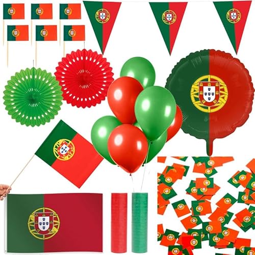 Portugal Party Deko Set 237 TLG. Partyset Partydeko Fussball WM EM von Playflip