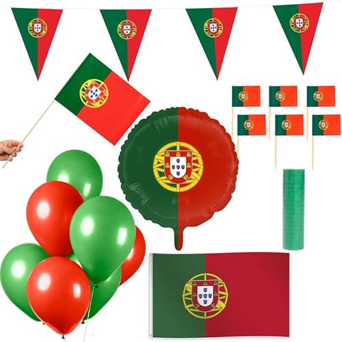 Portugal Party Deko Set 74 TLG. Partyset Partydeko EMWM Fussball von Playflip