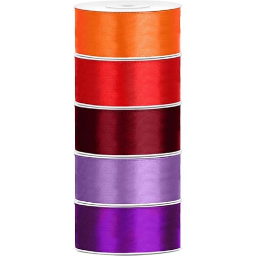 Satin Geschenkband 25mm 5 Farben je 25m lang orange rot weinrot Lavendel lila Schleifenband Geschenkverpackung Geburtstag Hochzeit Weihnachten von Playflip