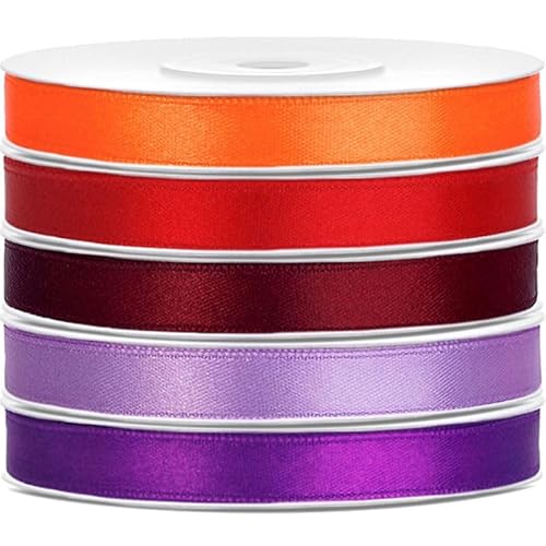 Satin Geschenkband 6mm 5 Farben je 25m lang orange rot weinrot fuchsia lila Schleifenband Geschenkverpackung Geburtstag Hochzeit Weihnachten von Playflip