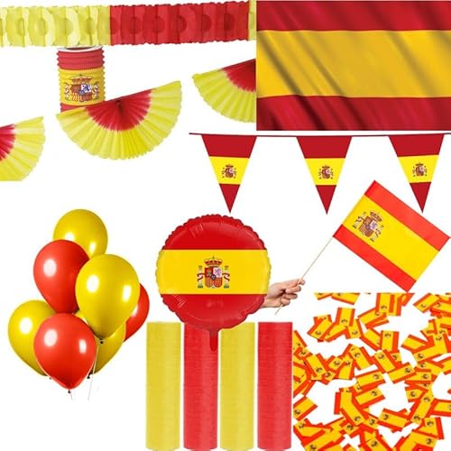 XL Spanien Party Deko Set 240 TLG. Partyset Partydeko rot gelb Fussball EM WM von Playflip