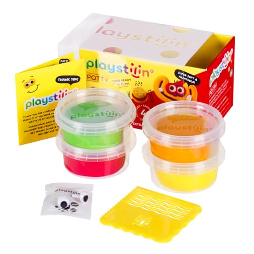 Playstilin® Potty - extra weiche Spielknete | leicht formbare, vegane Kinderknete | kreatives Plastilin Knetset mit Zubehör und Werkzeug in der Box | Modelliermasse lufttrocknend von Playstilin