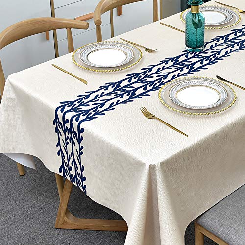 Plenmor Wachstuchtischdecke Plastik Tischdecke Wetterfest, Wachstischdecke Table Cloth Waterproof Wachstuch Tischdecke Rechteckig für Küchen, Party, Tischtuch Outdoor(0-Rattan, 137 x 185 cm) von Plenmor