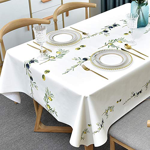 Plenmor Wachstuchtischdecke Plastik Tischdecke Wetterfest, Wachstischdecke Table Cloth Waterproof Wachstuch Tischdecke Rechteckig für Küchen, Party, Tischdecke Outdoor (Oliven, 137 x 215 cm) von Plenmor