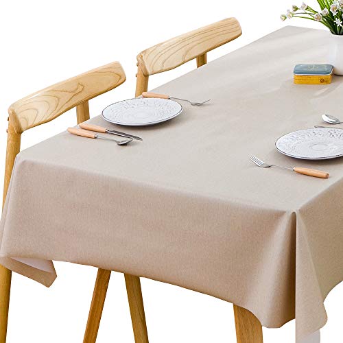 Plenmor PVC Tischdecke Rechteckig für Küche Esstisch Kunststoff Wischtuchreinigung Tischdecke für Indoor Outdoor (137 x 275 cm, UK-Beige) von Plenmor