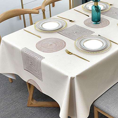 Plenmor Wachstuchtischdecke Plastik Tischdecke Wetterfest, Wachstischdecke Table Cloth Waterproof Wachstuch Tischdecke Rechteckig für Küchen (0-Geometrie, 137 x 185 cm) von Plenmor