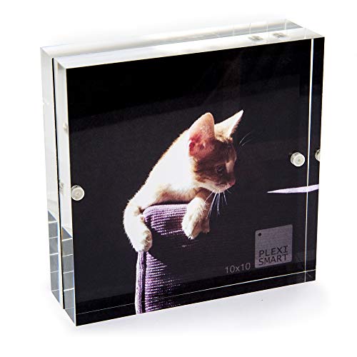 Plexismart Bilderrahmen 10 x 10 x 3 cm in Acrylic- Tisch Fotorahmen mit Magnetverschluss Made in Italy, Transparent von Plexismart