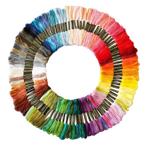 100 Farben Stickgarn Set, Perlgarn für Freundschaftsbänder 8m Embroidery Thread Baumwollgarn für Stickbilder, Armbänder, zum Basteln von Plimbin