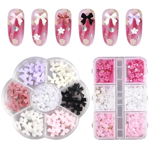 2 Kartons Nail Art Dekoration, Bunte Schleifenknoten-Nagel Kristall Charms 3D Schleifen Blümchen Nail Gems for Manicure DIY Crafts Jewelry Accessories von Plimbin