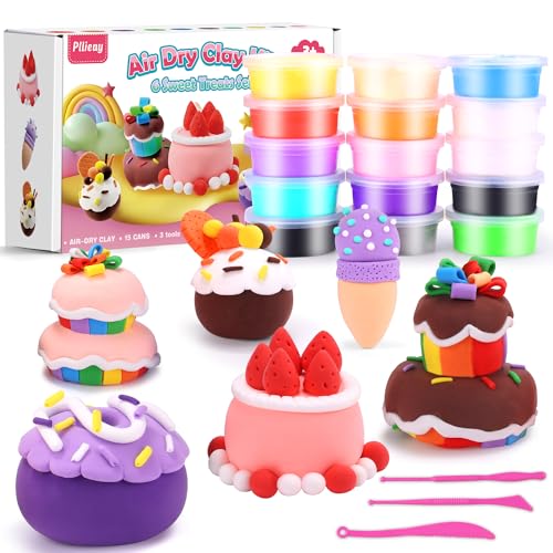 Pllieay Lufttrockener Ton, ultraleichter Modellier-Ton, Magic Clay DIY Kreativer Modellierungsteig Modelliermasse Lufttrocknend Knete Lufttrocknend Kinder Kunsthandwerk Geschenk (Dessert) von Pllieay