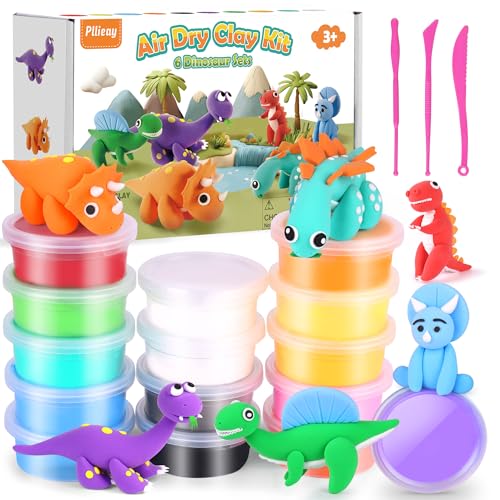 Pllieay Lufttrockener Ton, ultraleichter Modellier-Ton, Magic Clay DIY Kreativer Modellierungsteig Modelliermasse Lufttrocknend Knete Lufttrocknend Kinder Kunsthandwerk Geschenk (Dinosaurier) von Pllieay