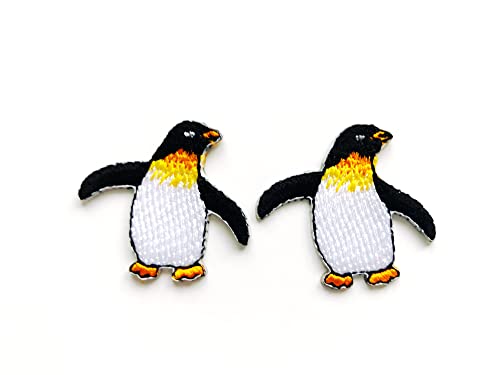 PL Set mit 2 kleinen Mini-Pinguin-Aufnähern, zum Aufbügeln, bestickt, für Kleidung, Kostüm von Ploen Love