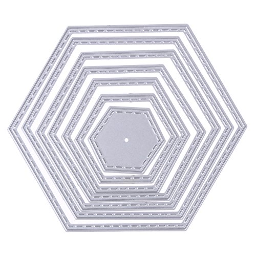 Plookyoe 7 Stueck/Set Hexagon Spirale Stanzungen Stanzformen Schablonen DIY Scrapbooking Dekorative Papierkarten Vorlage Cut Stirbt Zubehoer von Plookyoe