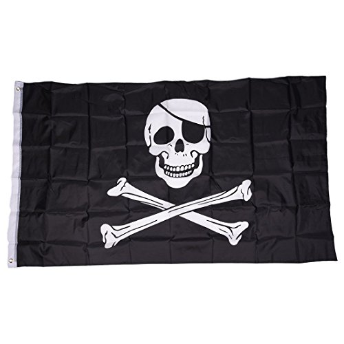 Plookyoe Piratenflagge Skull und Crossbones Jolly Rodger Large 5X3 GrößE von Plookyoe