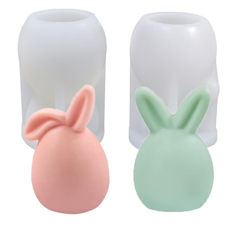 Silikonformen Gießformen Ostern 2 Stück Osterhase Kerzenform Kerzen silikon 3D Handgemachte Kerzenformen DIY Silikonform für Gießen als Heimdekorationen, DIY Duftkerze, Ostergeschenke von Plschckes